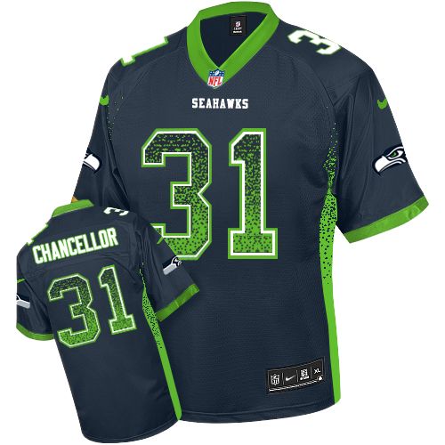 Men's Elite Kam Chancellor Nike Jersey Navy Blue - #31 Drift Fashion NFL Seattle Seahawks